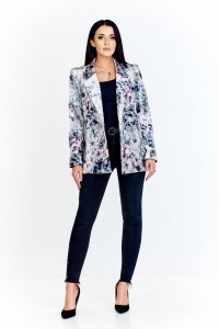 A'la welurowy żakiet w kwiatowy wzór