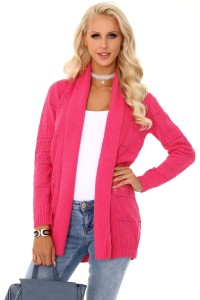 Dłuższy sweter a'la narzutka z dziurkowanym wzorem 