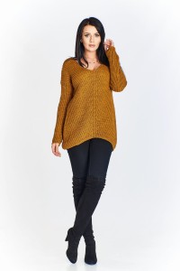 Gładki sweter z dekoltem w serek (U)