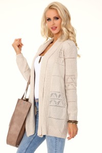 Dłuższy sweter a'la narzutka z dziurkowanym wzorem 