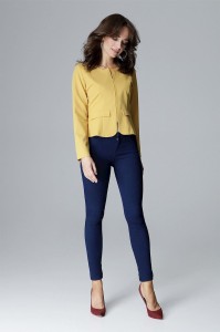 Taliowany krótki żakiet zapinany na ekspres z dekoltem wykrojonym na półokrągło