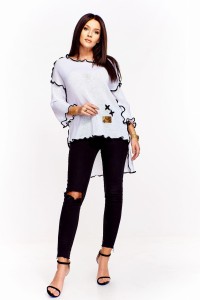 Sweter z kontrastującymi wykończeniami  (U)