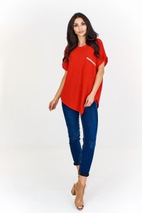 Asymetryczny sweter z krótkim rękawem 