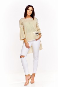 Sweter z kontrastującymi wykończeniami  (U)