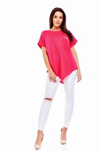 Asymetryczny sweter z krótkim rękawem 