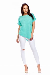 Asymetryczny sweter z krótkim rękawem 