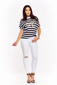 Sweter w paski z aplikacją  (U)