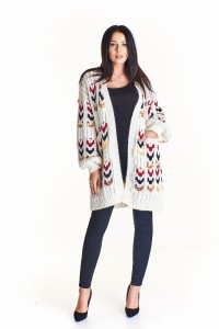 Długi kardigan o splocie typu choinka (U)