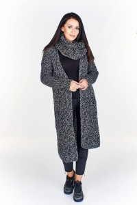 Długi sweter z szalem a'la komin w melanżowym odcieniu (U)