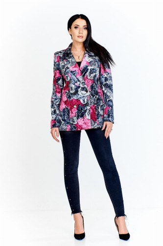 A'la welurowy żakiet w kwiatowy wzór