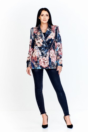 A'la welurowy żakiet w kwiatowy wzór