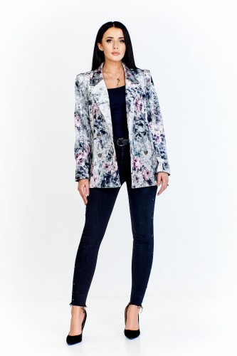 A'la welurowy żakiet w kwiatowy wzór