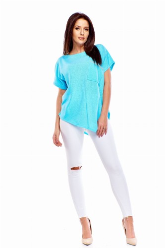 Asymetryczny sweter z krótkim rękawem