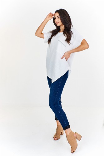 Asymetryczny sweter z krótkim rękawem