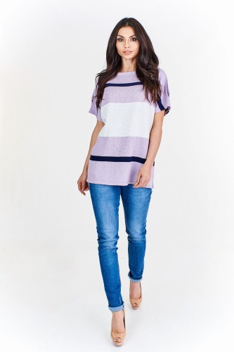 Długi sweter w poziome pasy