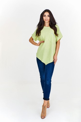 Asymetryczny sweter z krótkim rękawem