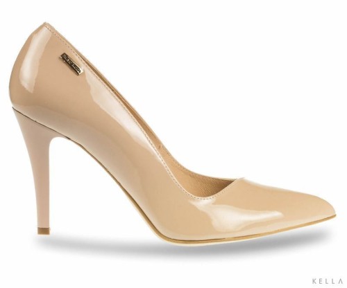 Czółenka Bravo Moda, beżowe - lakier