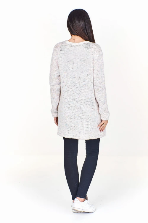 Długi sweter z kieszeniami