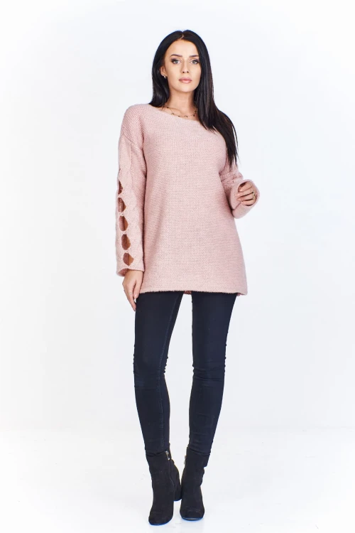Oversiz'owy sweter z pęknieciami na rękawach  (U)