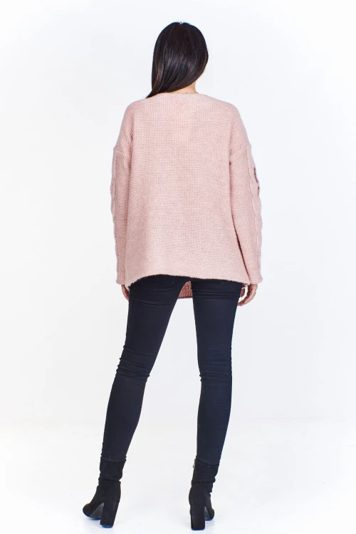 Oversiz'owy sweter z pęknieciami na rękawach  (U)