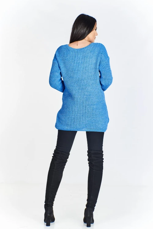 Gładki sweter z dekoltem w serek (U)