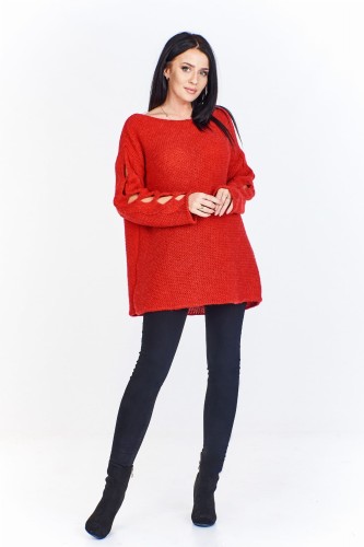 Oversiz'owy sweter z pęknieciami na rękawach  (U)