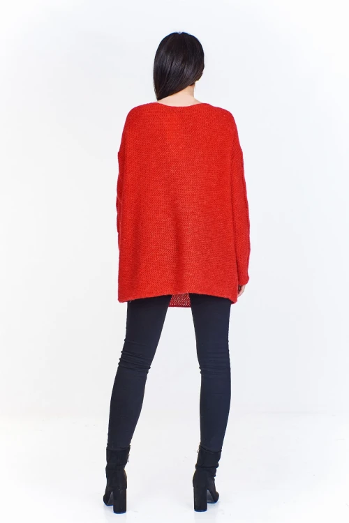 Oversiz'owy sweter z pęknieciami na rękawach  (U)