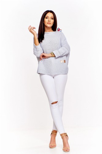 Oversiz'owy sweter z kokardką (U)